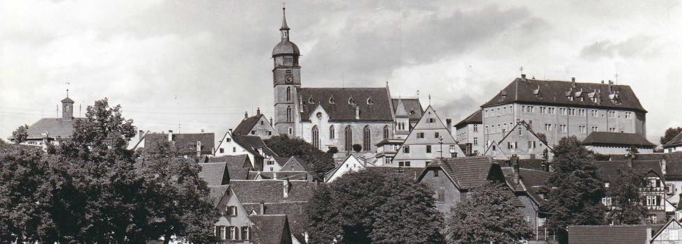 Stadtansicht vor 1943 Stadtansicht Böblingen vor 1943 über den Unteren See in schwarz-weiß